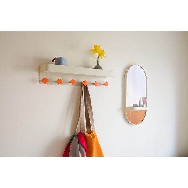 Pomarańczowe lustro z półką Remember Taupe-image-1