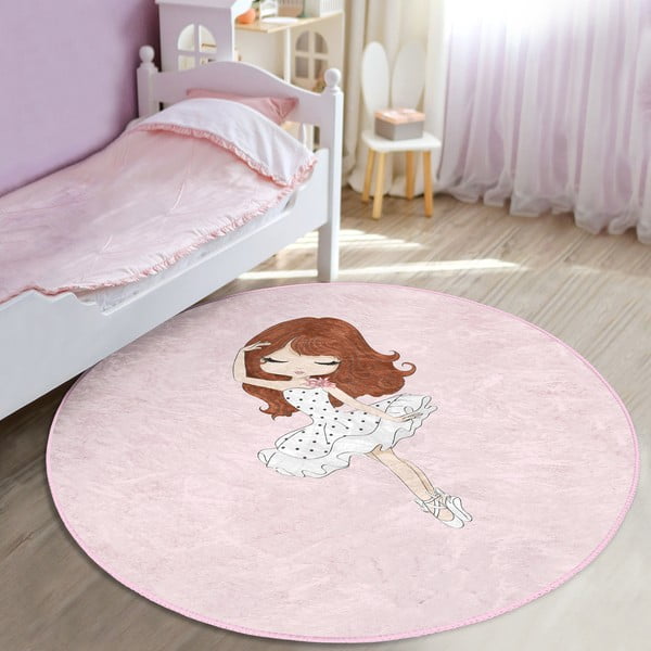 Różowy dywan dziecięcy ø 120 cm Comfort – Mila Home-image-2