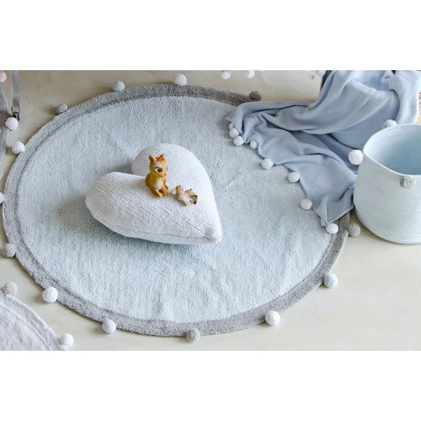 Jasnoniebieski bawełniany dywan dziecięcy tkany ręcznie odpowiedni do prania ø120 cm Bubbly – Lorena Canals-image-1