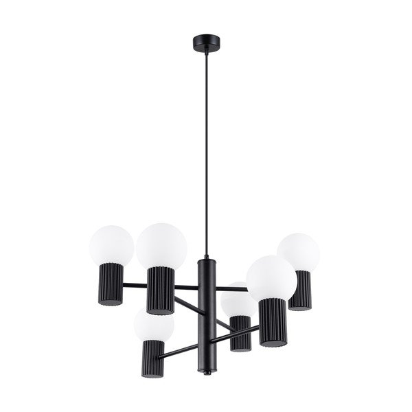 Czarna lampa wisząca ze szklanym kloszem Orbital – Sollux