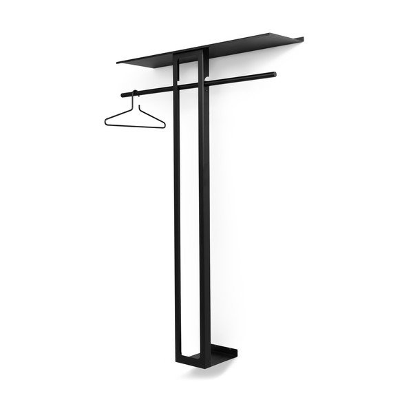 Czarny stalowy wieszak ścienny z półką 100 cm Luno Large – Spinder Design-image-3