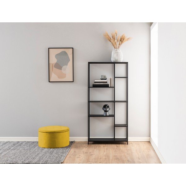 Żółty aksamitny puf Actona Retina, ⌀ 60 cm-image-1