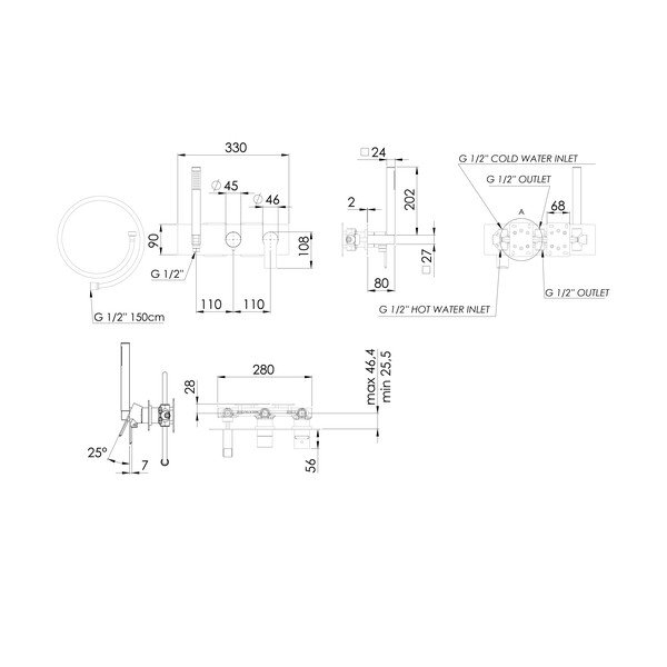 Bateria prysznicowa podtynkowa w kolorze srebra z połyskiem (3 otwory) Pax – Sapho-image-1