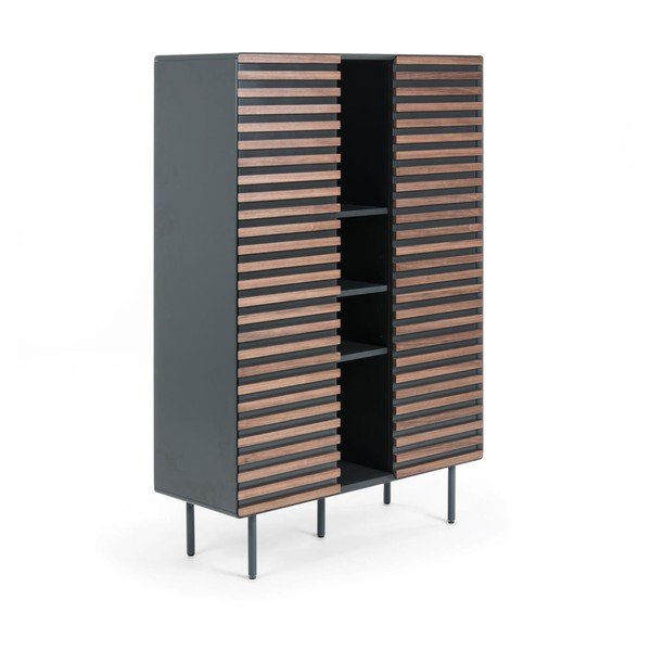 Czarno-naturalna szafka w dekorze orzecha 105x155x40 cm Kesia – Kave Home-image-2