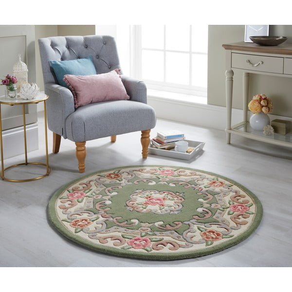 Zielony wełniany dywan Flair Rugs Aubusson, ⌀ 120 cm-image-1