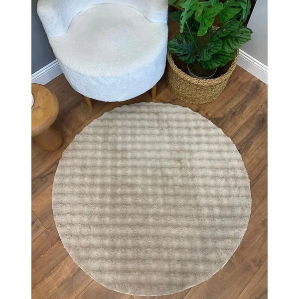Beżowy okrągły dywan odpowiedni do prania ø 80 cm Bubble Cream – Mila Home-image-1