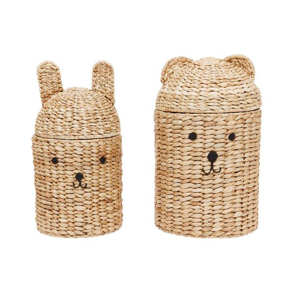 Dziecięce kosze na zabawki 2 szt. z trawy morskiej w naturalnym kolorze ø 28,5x49,5 cm Bear & Rabbit – OYOY Mini