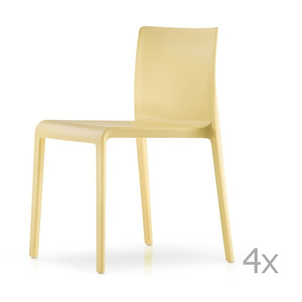 Zestaw 4 żółtych krzeseł Pedrali Volt