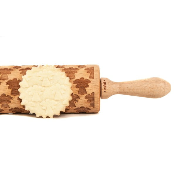 Drewniany grawerowany świąteczny wałek do ciasta Valek Angel-image-3