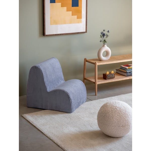 Niebieski sztruksowy fotel dziecięcy Cloud – Wigiwama-image-1