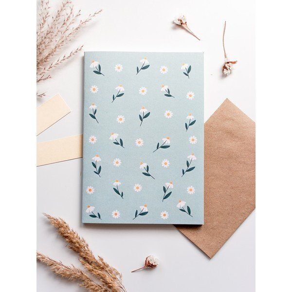 Zeszyt z czystymi kartkami z papieru z recyklingu A5 Stokrotki Printintin, 60 stron-image-1