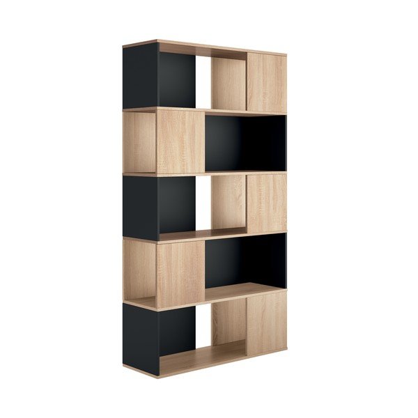 Czarny regał w dekorze dębu 98x180 cm Rossio – TemaHome -image-2