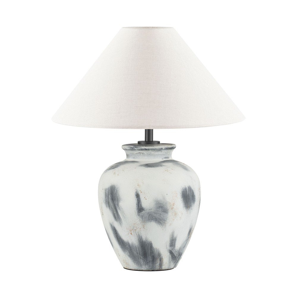 Biała/szara lampa stołowa ceramiczna z tekstylnym kloszem (wysokość 55 cm) Lupe – Nova Luce