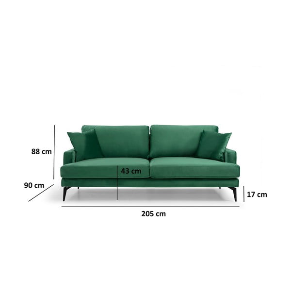 Zielona sofa 205 cm Papira – Balcab Home-image-3