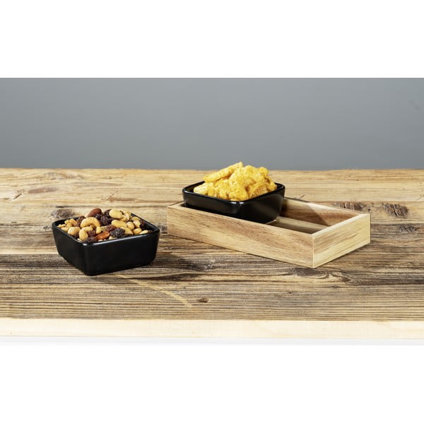 Czarne ceramiczne miski do serwowania z tacą 2 szt. Elo – Wenko-image-4