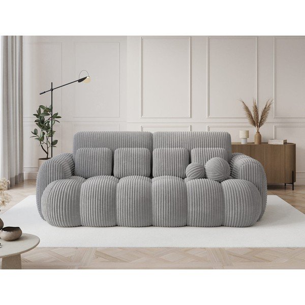 Szara sztruksowa rozkładana sofa 256 cm Cotonn – ELTAP-image-1