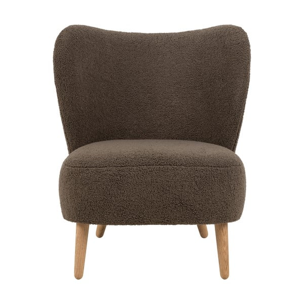 Brązowy fotel z materiału bouclé Elmont – Actona-image-2