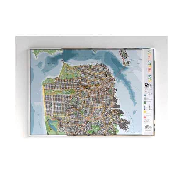 Magnetyczna mapa San Francisco The Future Mapping Company San Francisco City, 100x70 cm
