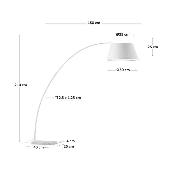 Biała lampa stojąca z tekstylnym kloszem (wysokość 210 cm) Juhe – Kave Home-image-4