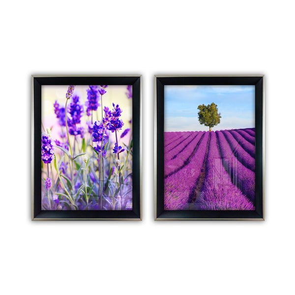 Zestaw 2 szklanych obrazów Vavien Artwork Lavender, 35x45 cm