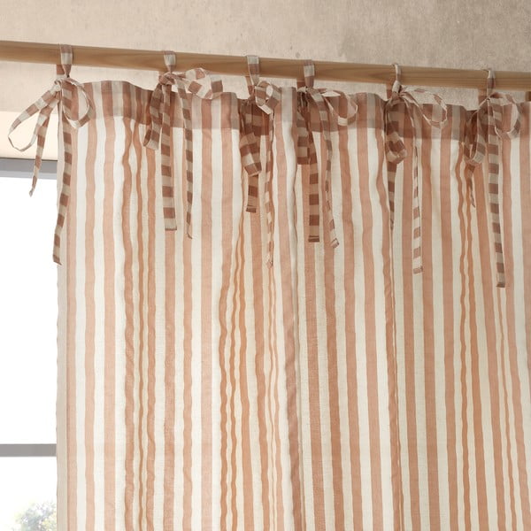 Firanka w kolorze terakoty 140x183 cm Zanzibar Stripe – Pineapple Elephant