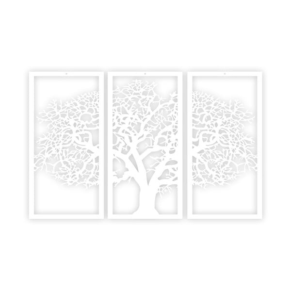 Biały 3-częściowy obraz Solid Tree