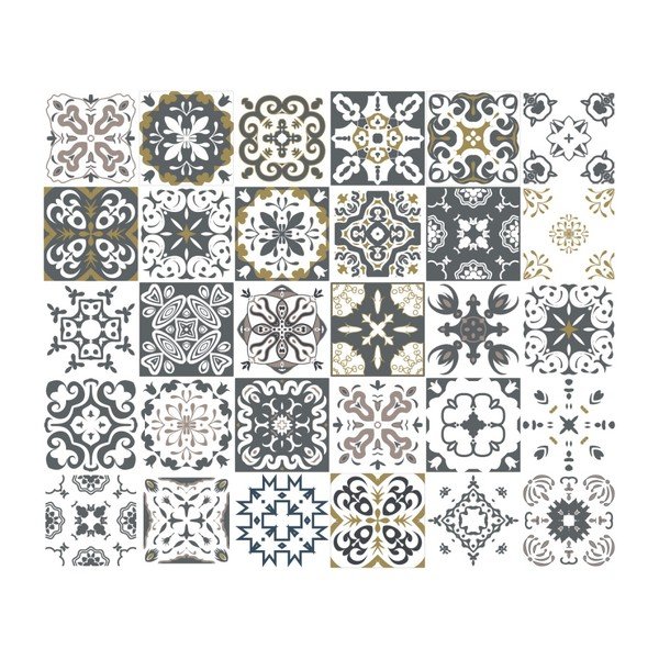 Zestaw 30 naklejek ściennych Ambiance Wall Decal Cement Tiles Antalya, 15x15 cm-image-2