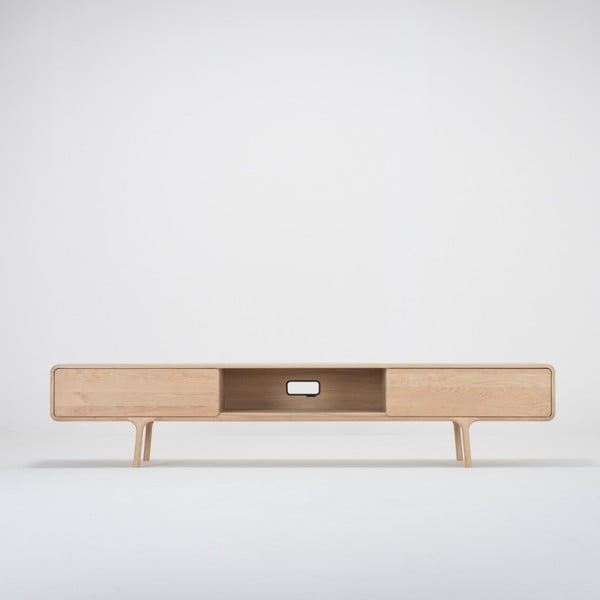 Szafka pod TV z litego drewna dębowego z 2 szufladami Gazzda Fawn-image-3