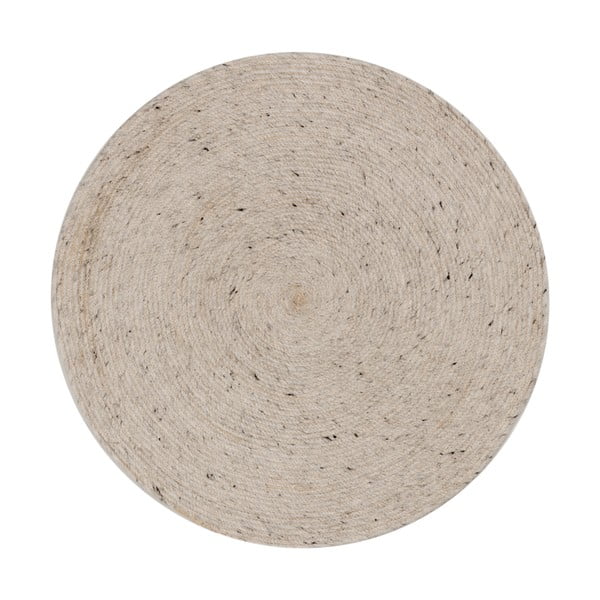 Jasnoszaro-kremowy wełniany okrągły dywan tkany ręcznie ø 200 cm Takashi – Kave Home-image-3