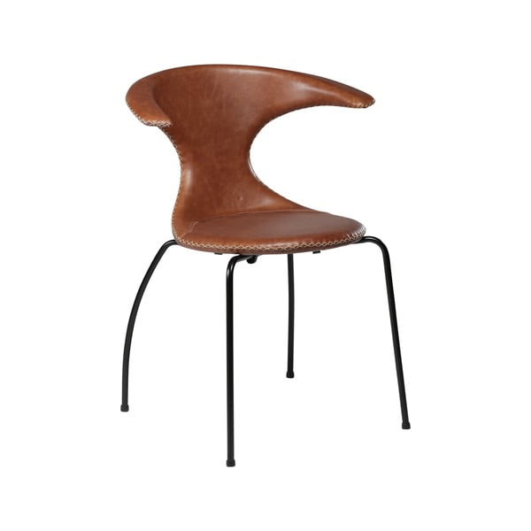 Brązowe krzesło skórzane z czarnymi metalowymi nogami DAN–FORM Denmark Flair