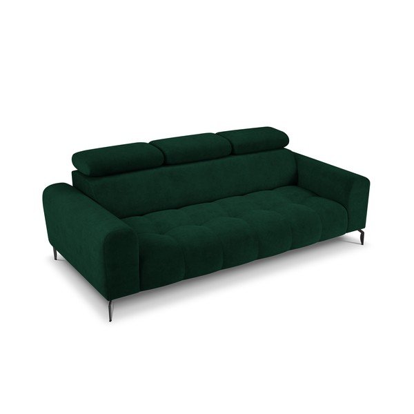 Ciemnozielona sofa z funkcją relaks z aksamitną powierzchnią Milo Casa Nico-image-3
