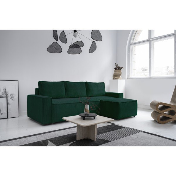 Ciemnozielony sztruksowy rozkładany narożnik (strona zmienna) Brave Dave – Miuform-image-3