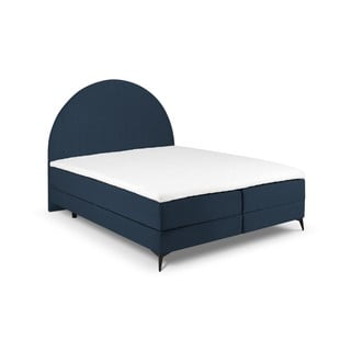 Ciemnoniebieskie łóżko boxspring ze schowkiem 160x200 cm Sunrise – Cosmopolitan Design
