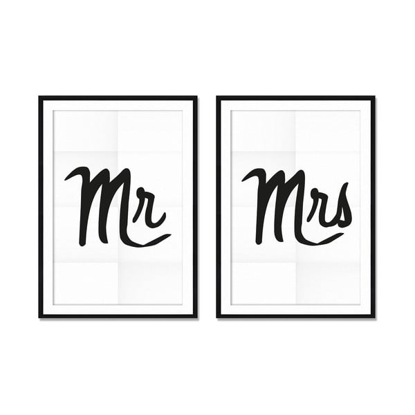 Zestaw 2 obrazów Really Nice Things Mr&Mrs, 40x60 cm