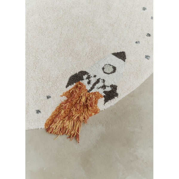 Kremowy bawełniany dziecięcy dywan do zabawy tkany ręcznie odpowiedni do prania ø140 cm Interstellar Journey – Lorena Canals-image-4