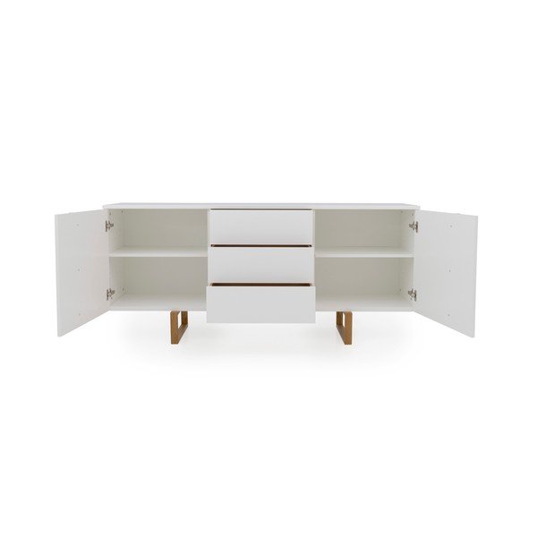 Biała komoda z nogami z drewna dębowego Tenzo Birka, 176,5x78 cm-image-3