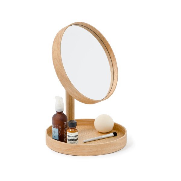 Lusterko kosmetyczne z ramą z drewna dębowego Wireworks Cosmos, ø 25 cm-image-4