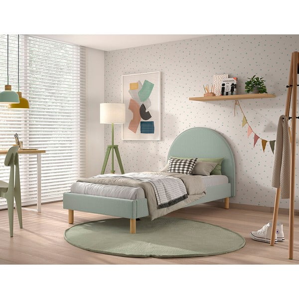 Zielone tapicerowane łóżko ze stelażem 90x200 cm MOON – Vipack-image-1