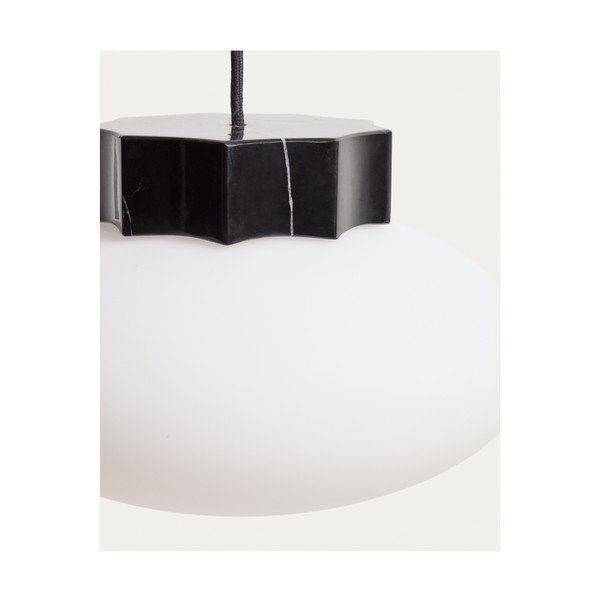 Biała/czarna metalowa lampa wisząca ze szklanym kloszem ø 26 cm Idela – Kave Home-image-3