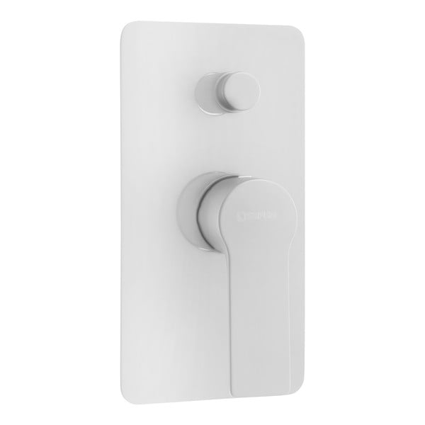 Biała bateria prysznicowa podtynkowa (2 otwory) Pax – Sapho