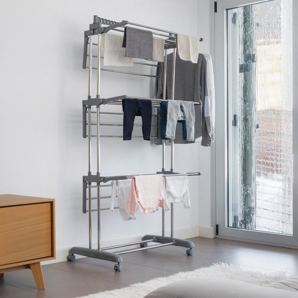 Szara składana suszarka do bielizny na kółkach InnovaGoods-image-4