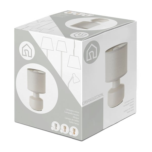 Beżowa ceramiczna lampa stołowa z tekstylnym kloszem (wys. 22 cm) – Casa Selección-image-4