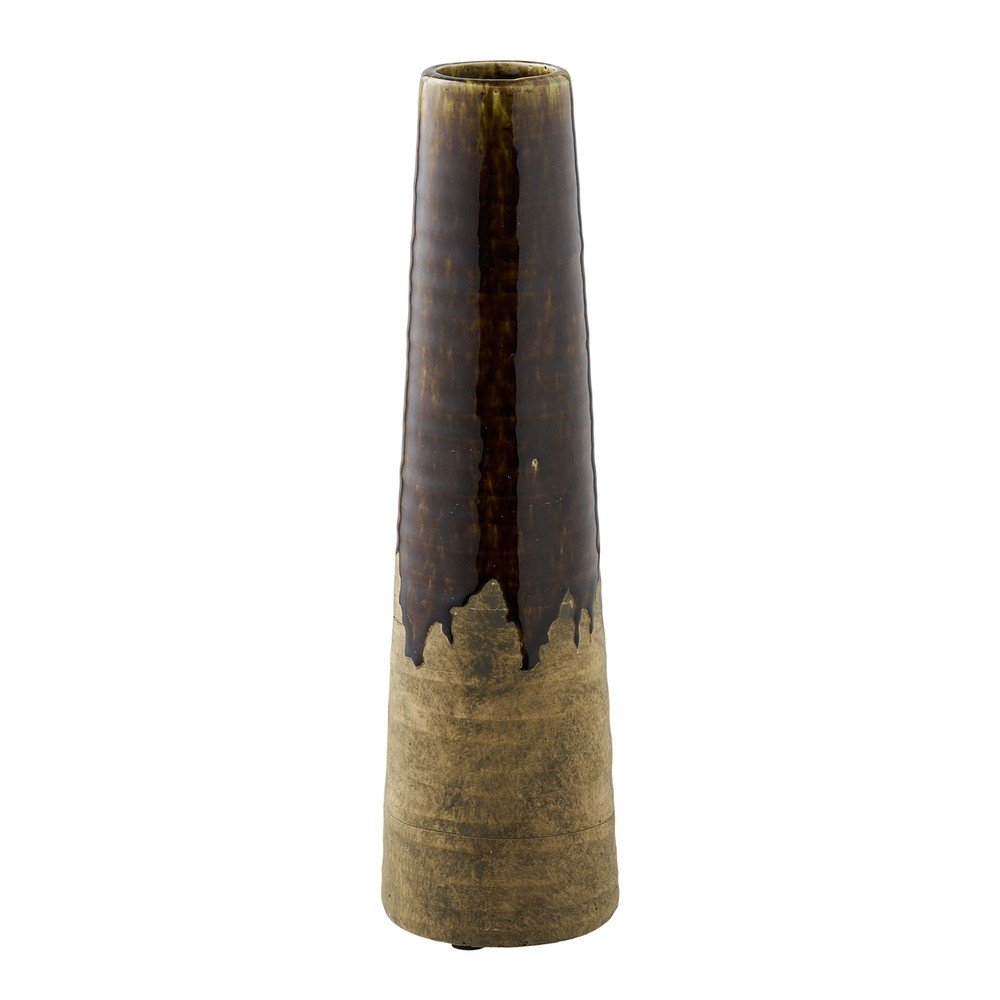 Brązowy ceramiczny wysoki wazon (wysokość 39 cm) – House Nordic