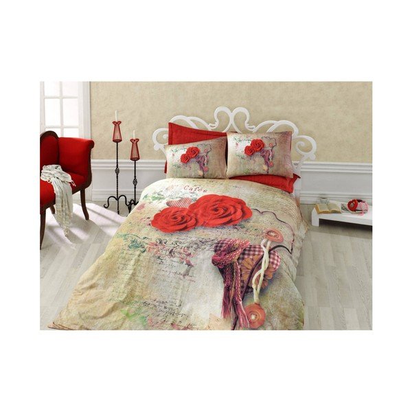 Bawełniana pościel dwuosobowa z prześcieradłem Greda, 200x220 cm