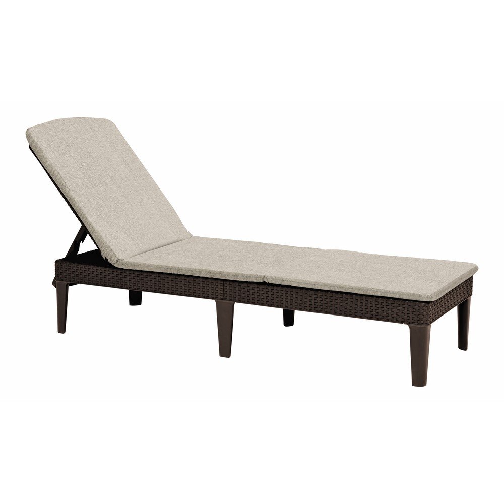 Beżowy plastikowy/tapicerowany regulowany leżak ogrodowy Jaipur – Keter