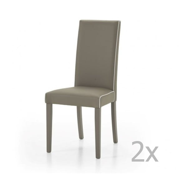 Zestaw 2 szaro-beżowych krzeseł drewnianych Castagnetti Ecco