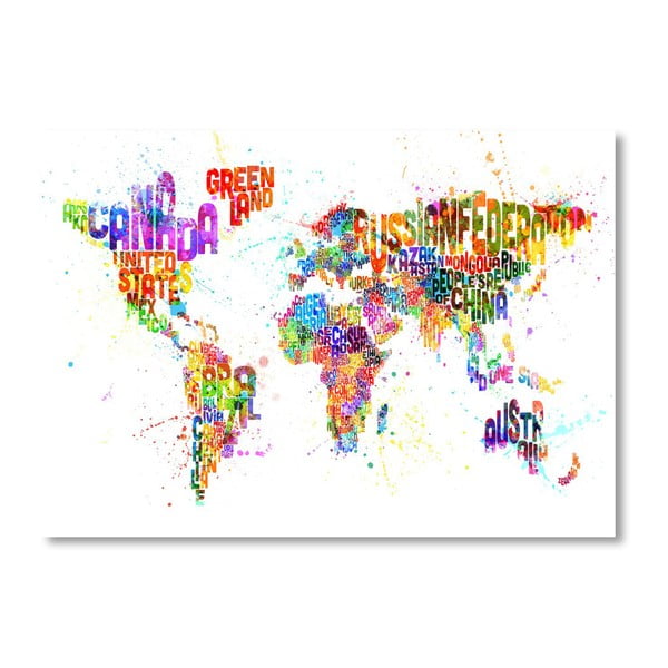 Plakat z kolorową mapą świata Americanflat Multi, 60x42 cm