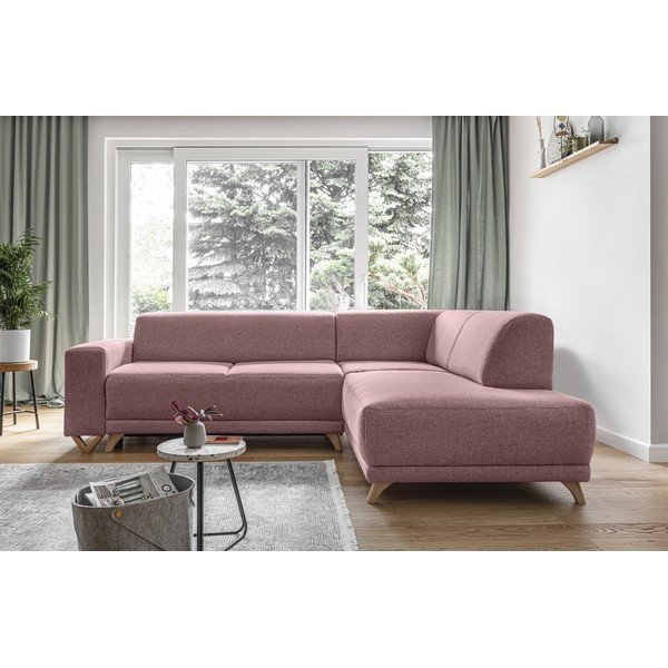 Różowy rozkładany/ze schowkiem narożnik (prawostronny/w kształcie litery L) Classy Sophie – Miuform-image-1