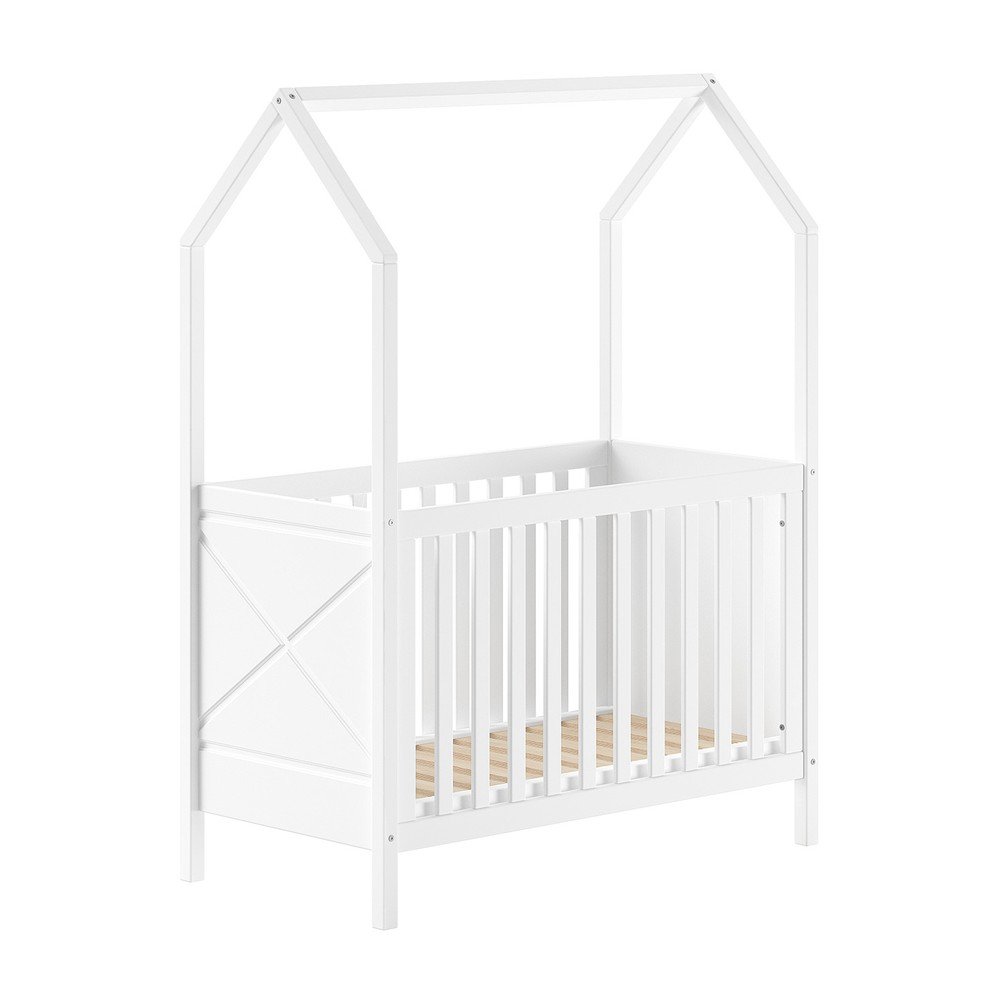 Białe łóżeczko z litego drewna sosnowego z regulowaną wysokością 60x120 cm Scott – Vipack