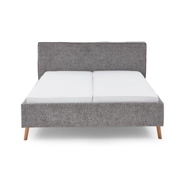 Szare tapicerowane łóżko dwuosobowe ze schowkiem ze stelażem 180x200 cm Riva – Meise Möbel-image-4